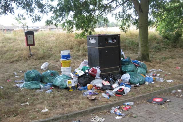 An overflowing bin in Northampton