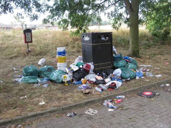 An overflowing bin in Northampton
