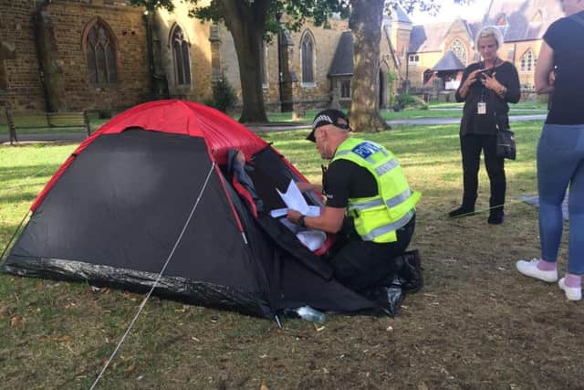 Police visiting St Giles churchyard this morning (Picture via @NptonPolice)