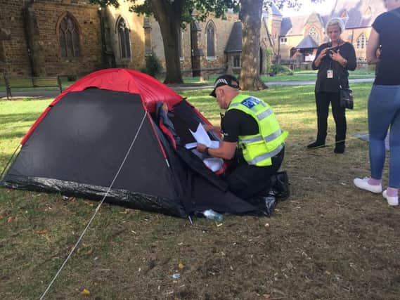 Police visiting St Giles churchyard this morning (Picture via @NptonPolice)