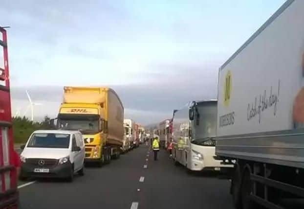 Drivers have been trapped for more than nine hours on the A14 (Pic via Chris Reed / Northants Telegraph Facebook)