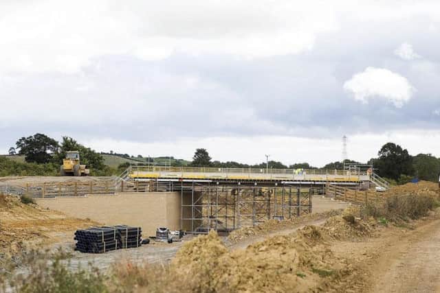 A bridge over the A45 pictured under construction in August 2017