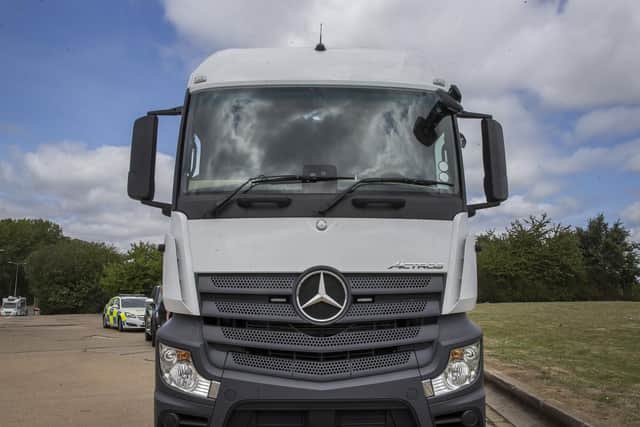 The Mercedes lorry was in action with Northamptonshire Polices Safer Roads Team from Monday to Wednesday (August 20-22).