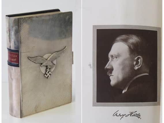 A silver-clad copy of Adolf Hitler's Mein Kampf will be auctioned in Northamptonshire next month.