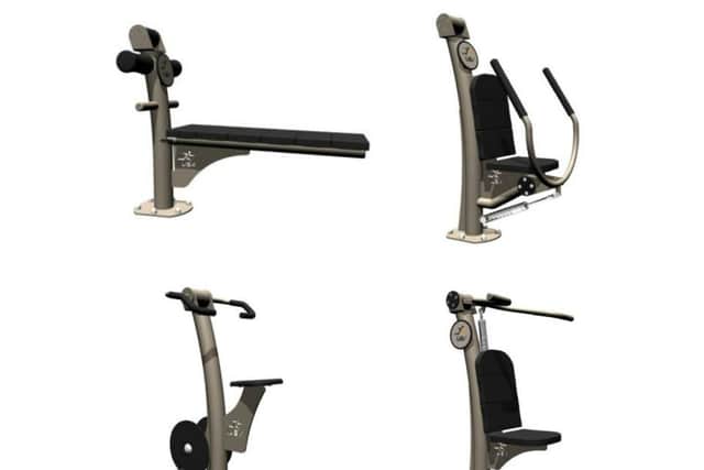 The new outdoor gym for adults will includean ab bench, a hydraulic chest press, a hydraulic high pulley and a velo spin. (Picture courtesy of Produlic via the planning documents)