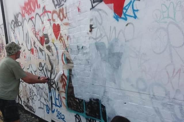 Any graffiti on private property will be removed with written consent from the owner