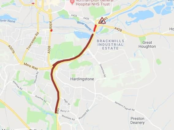 Long delays on the A45 eastbound (Via AA travel)