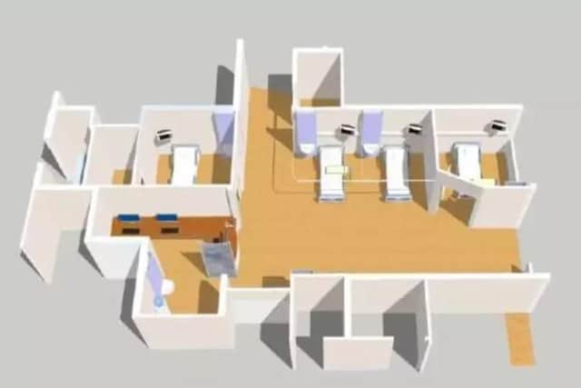 Architect drawings show the layout of the new emergency assessment bay.