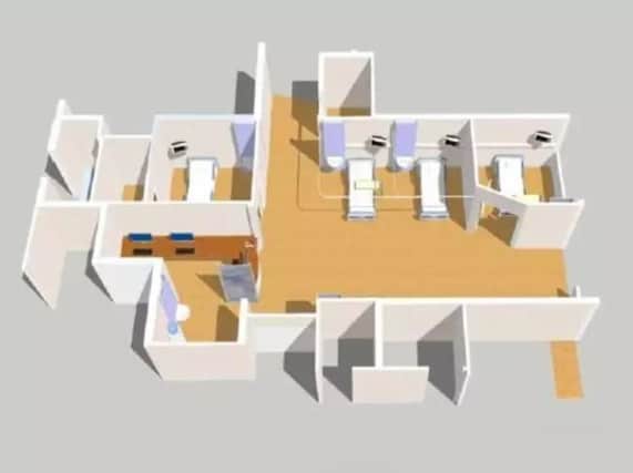 Architect drawings show the layout of the new emergency assessment bay.