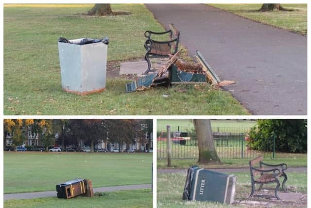 Three bins have been reportedly vandalised on a Northampton park.