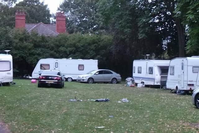 Around nine caravans have been spotted on the Racecourse.