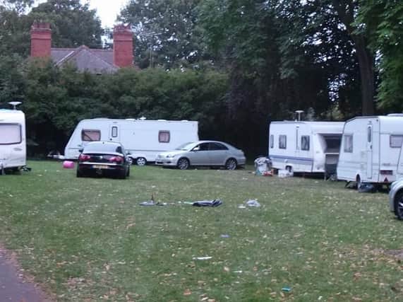 Around nine caravans have been spotted on the Racecourse.