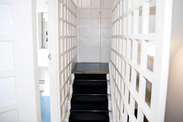 The lattice works of the walls in the landing, outside the bathroom and couples' bedroom, reflects the hall screen and changes from black to white from the lounge/hall. Pictures: Kirsty Edmonds.