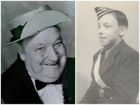 Johnny Barrs pictured left portraying Bud Flanagan and right during his younger years with the Kingsley Boys Brigade