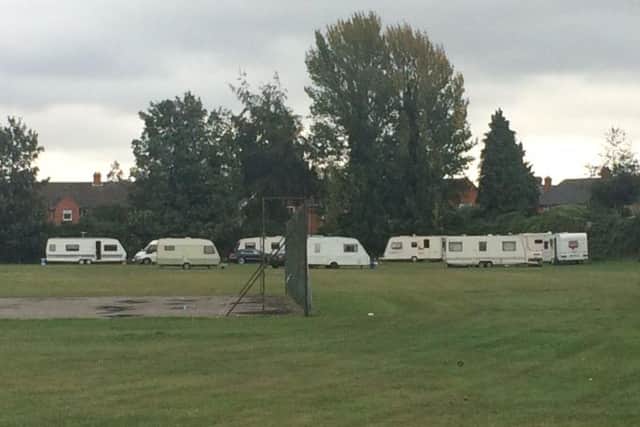 The caravans have been spotted on a field out back of two Northampton primary schools.