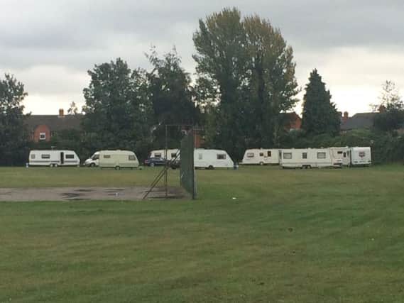 The caravans have been spotted on a field out back of two Northampton primary schools.