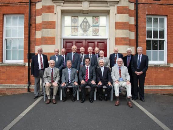 NSB headteacher Richard Bernard with 15 former Northampton Grammar School pupils. Picture credit: Eugenio Franchi.
