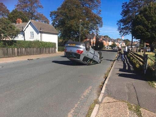 ... Less than an hour later, a car was found on its roof in Broadway East.