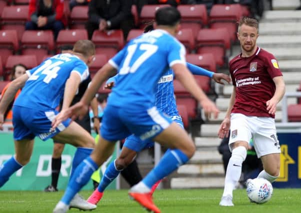 Dean Bowditch in action for the Cobblers in Saturday's 0-0 draw with Notts County