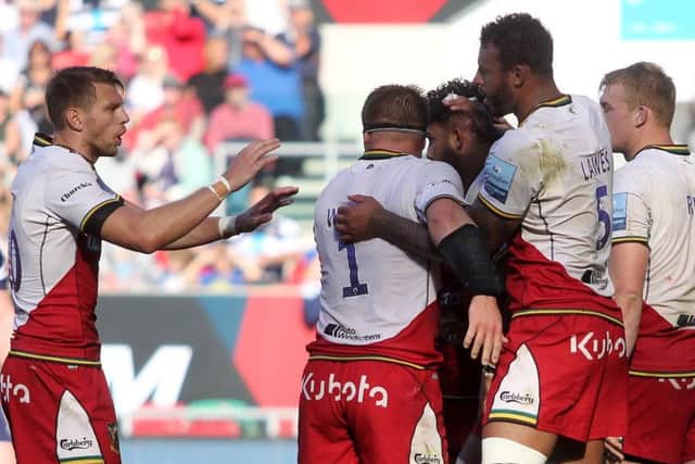 Lewis Ludlam was congratulated after scoring a key try before the break