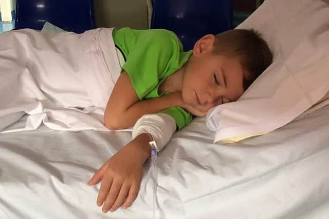 Ollie was admitted to hospital for four days on his return to England.