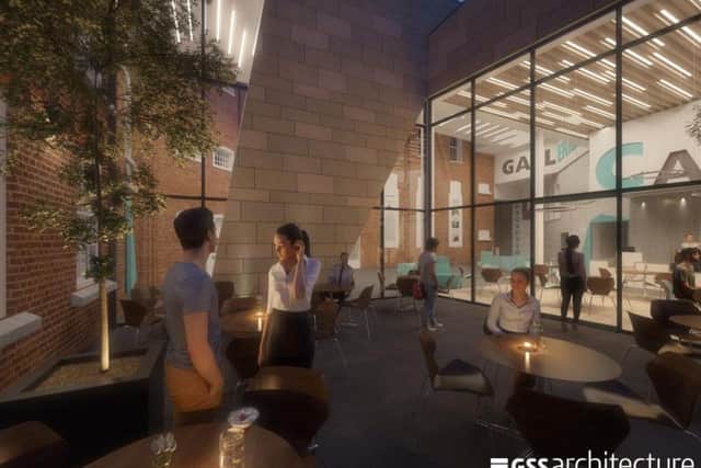 A cafe terrace will be created between the Guildhall Road and former gaol blocks.
