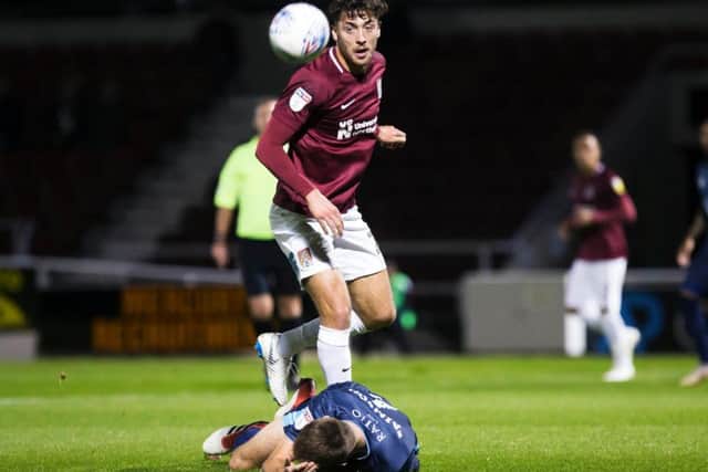 Matt Crooks battles for the ball