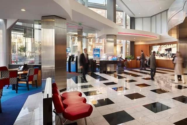 Inside the Earls Court Metro Bank.