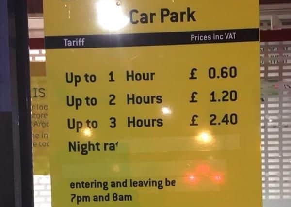 A sticker was placed over the night rate tariff in the days before the new charges came into place.