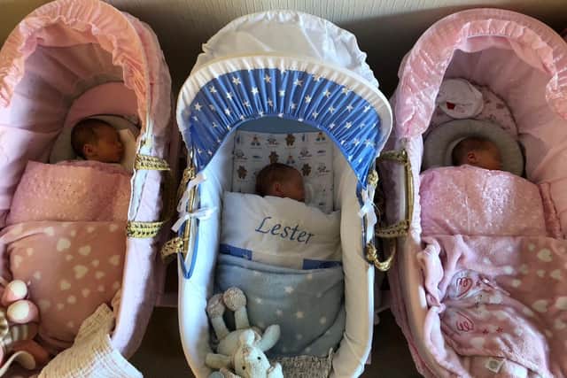 Kasey, Lester and Ella-Rose - Northampton's first triplets in nearly three years.