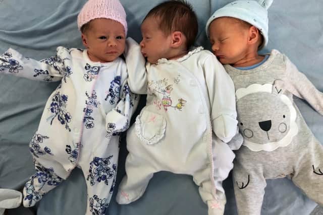The triplets came in with a combined weight of 13lb 2oz.