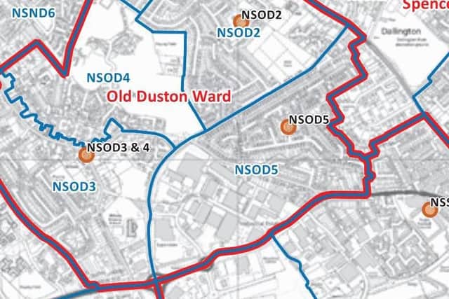The houses and stores Duston Parish Council is bidding for are within the boundary of 'NSOD5'
