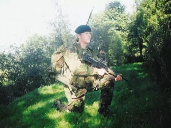 Luke Hughes, pictured while training as he served with the Army.