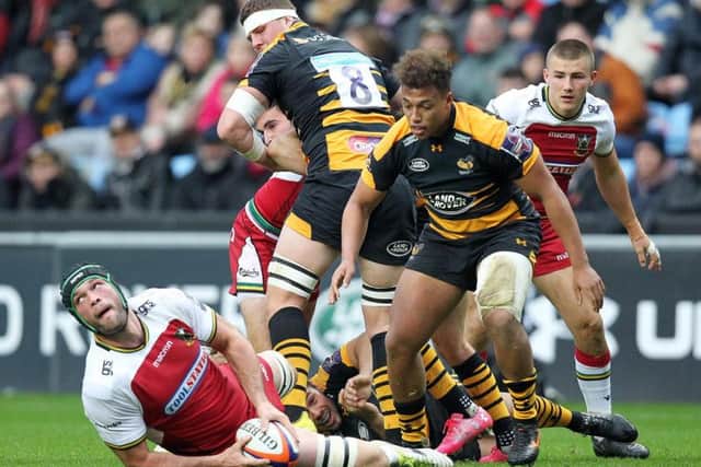 It was a scrappy encounter for Dom Barrow and Saints at the Ricoh Arena (pictures: Sharon Lucey)