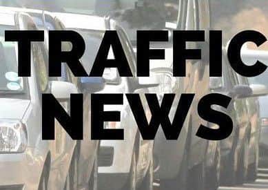 The road is partially blocked