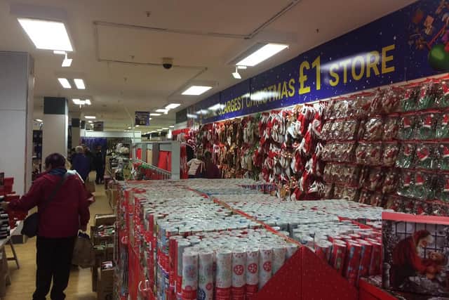 A banner across one side of the shop claims it is 'Europe's largest Christmas 1 store'.