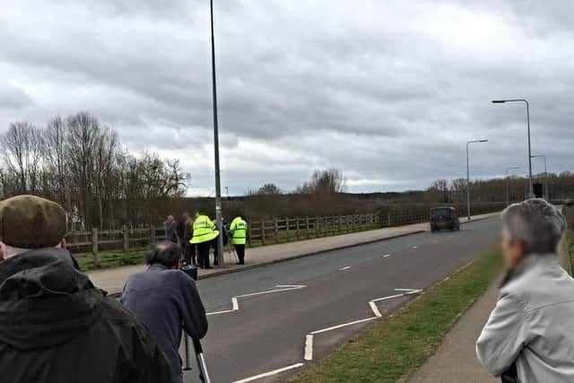 Volunteers at a Speedwatch station in Northampton