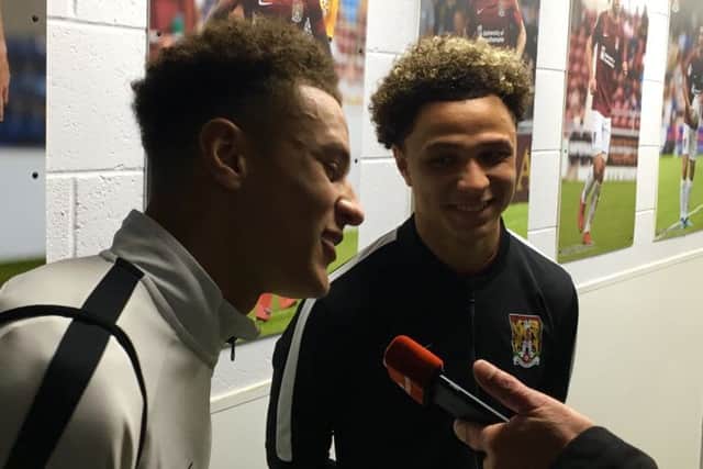 Shaun (left) and Camron McWilliams had plenty to smile about after playing in the same Cobblers team on Tuesday night