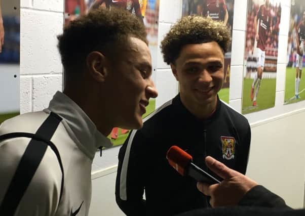 Shaun (left) and Camron McWilliams had plenty to smile about after playing in the same Cobblers team on Tuesday night