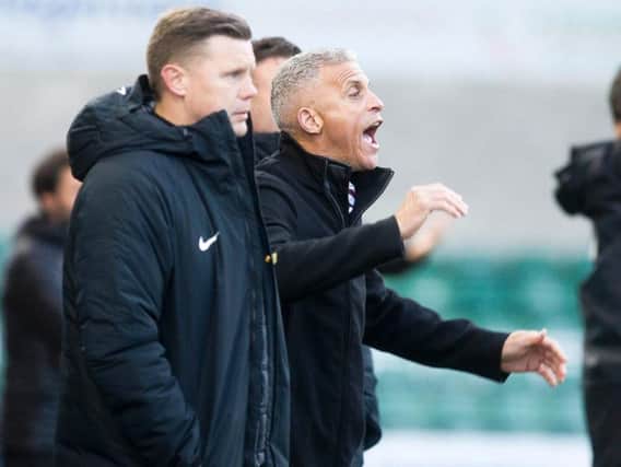 Keith Curle barks out the orders. Picture: Kirsty Edmonds