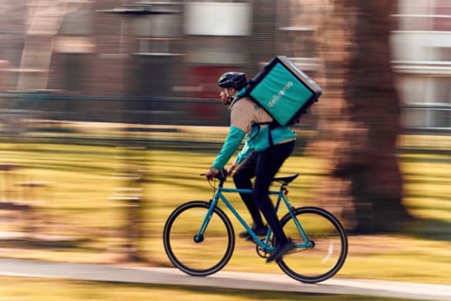 A Deliveroo courier