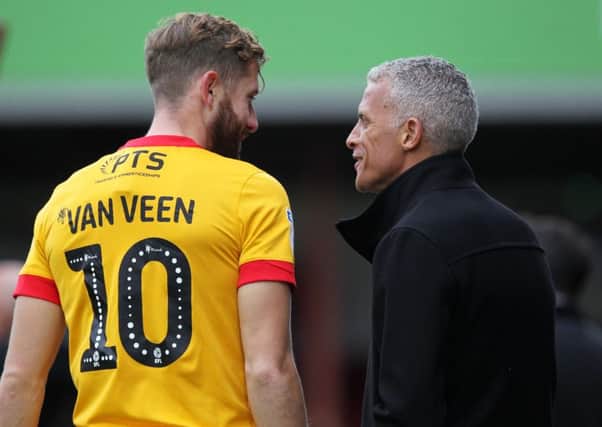 Keith Curle (right) and Kevin van Veen