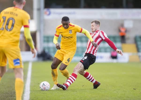 Hakeem Odoffin in action during the FA Cup defeat to Lincoln