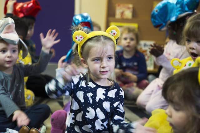65 children attend the nursery from ages 0-5 and the older group, pictured, took part in the baby shark challenge before lunch time today (Friday). Pictures: Kirsty Edmonds.