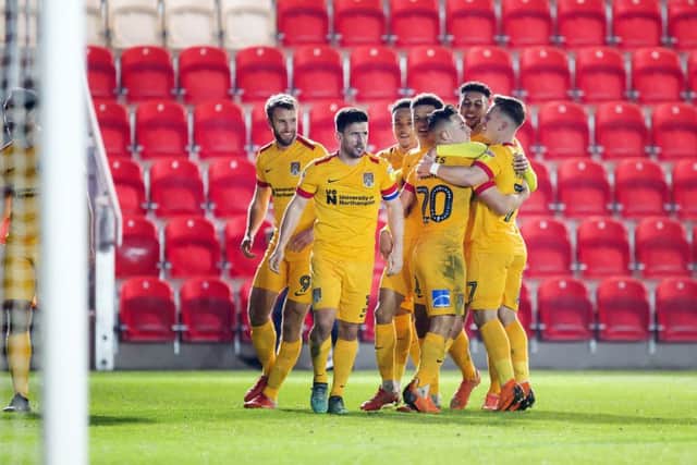 MY GOAL: Andy Williams claimed Town's late leveller as his goal although he admitted it was 'dubious' after the ball came off a defender. Pictures: Kirsty Edmonds