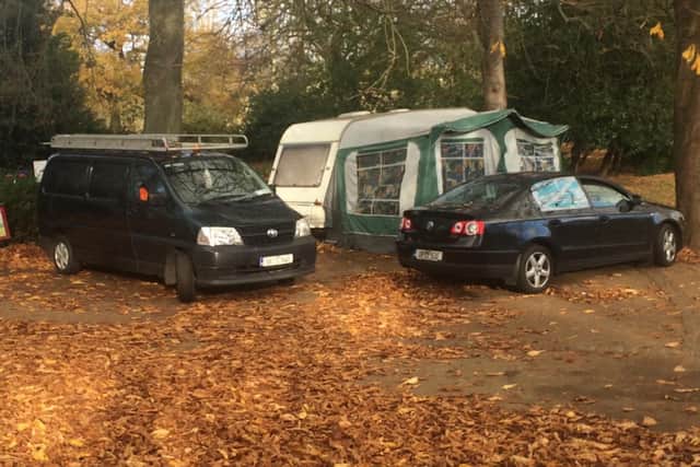 A small traveller camp has pitched up at Abington Park.