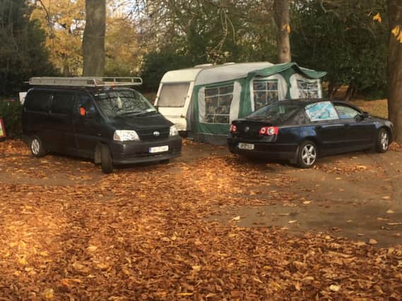 A small traveller camp has pitched up at Abington Park.