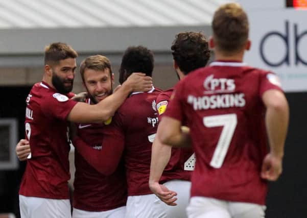 Andy Williams was all smiles after firing the Cobblers into an early lead against Grimsby (Pictures: Sharon Lucey)