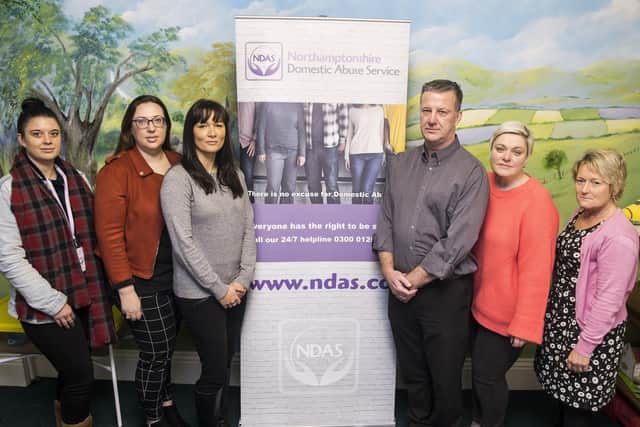 Staff and volunteers at Northamptonshire Domestic Abuse Service have issued a plea for more money to fund staff and their refuges. Pictured L-R: Jolene Taylor, Zoe Tatham, Natriece Westwood, Pierre Ellson, Coleen Brown and Sue O'Sullivan.
