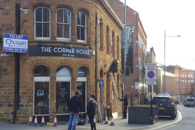 The sign has gone up at The Corner House - a pop-up bar in Northampton for this December only.